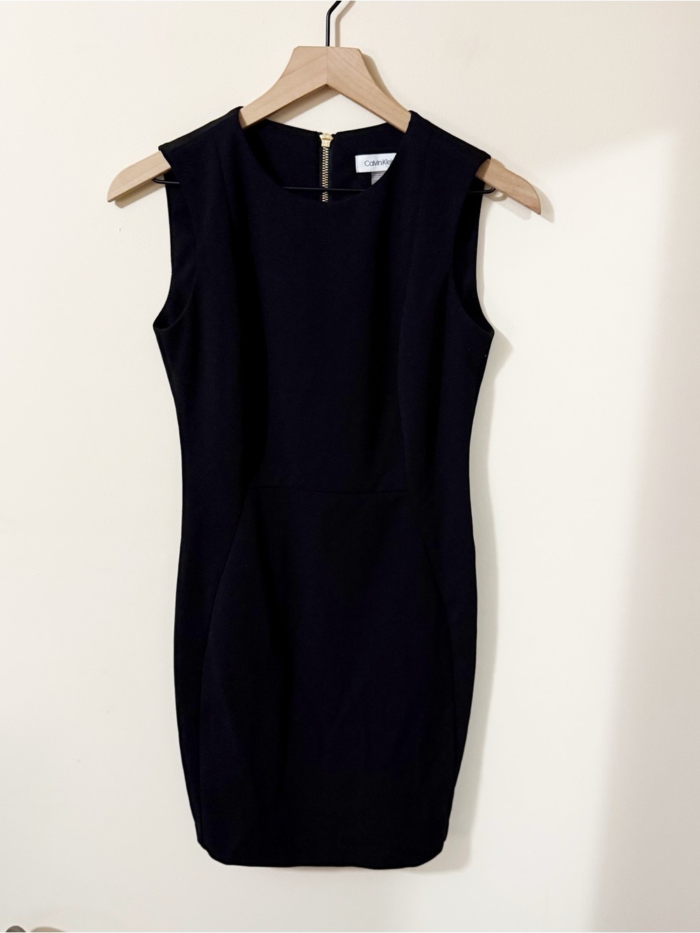 Calvin Klein Womens Black Sheath Dress Zipper Size 4 Office Business Casual